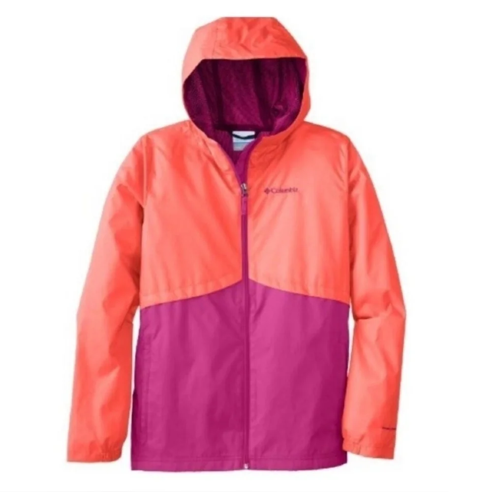 Columbia Girls Colorblock OmniShield Windbreaker in Size XL Orange and Pink